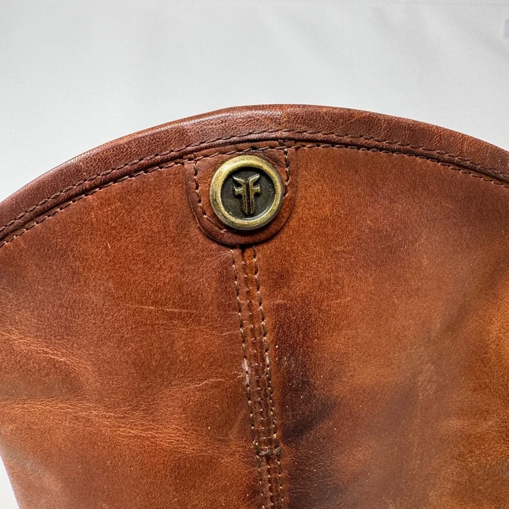 Frye Melissa‎ Button Riding Boots Extended Calf Mahogany Leather Women's 8.5 B - Picture 8 of 11